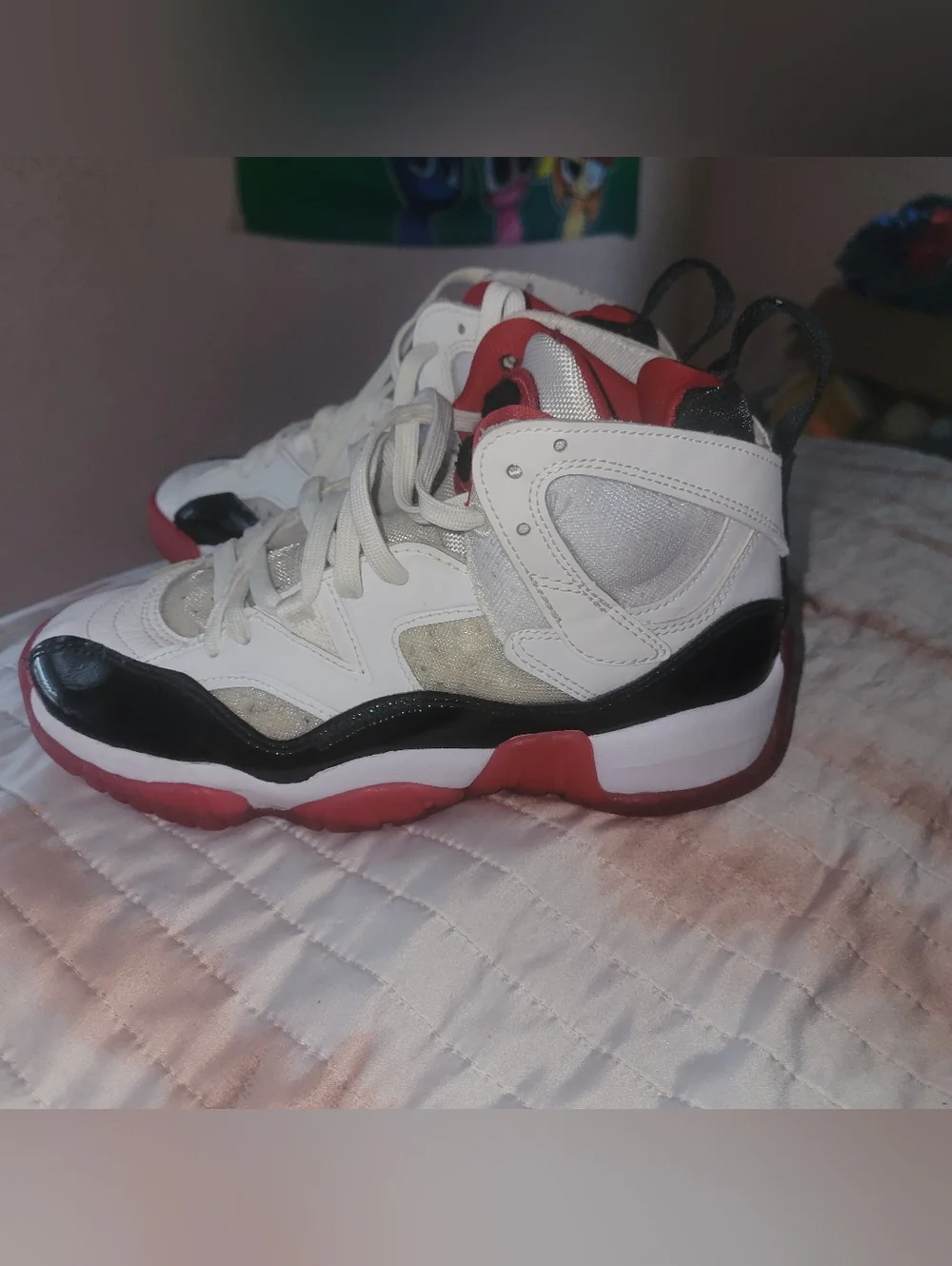 Jordan Two Trey Kids Shoes White Black and Red Size 4.5Y - Picture 5 of 10